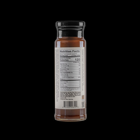 Bourbon Barrel Foods Caramel Sauce with Bourbon Smoked Sea Salt and Bourbon Nutritional Panel Shot on Bottle